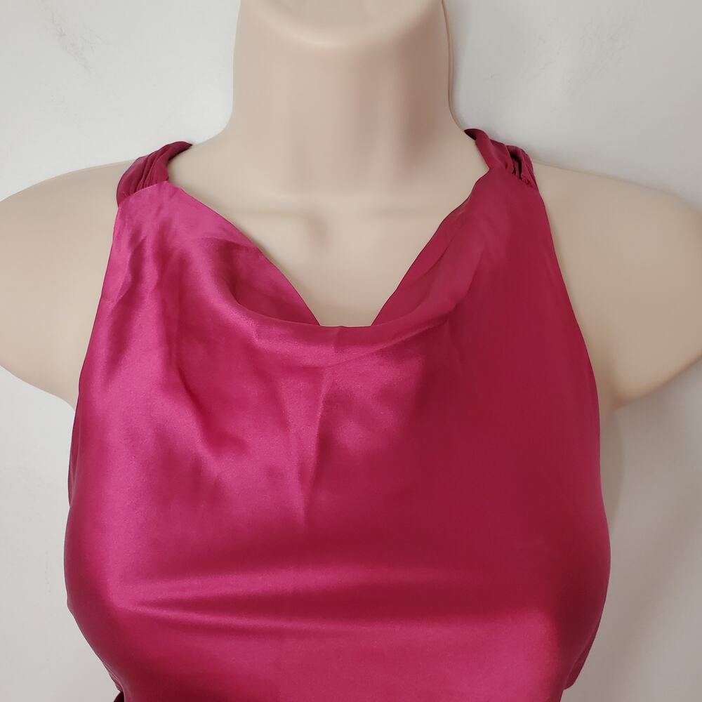Reformation Anaiis Silk Maxi Dress Column Gown Hibiscus Tea Pink Size 8 - Picture 7 of 15